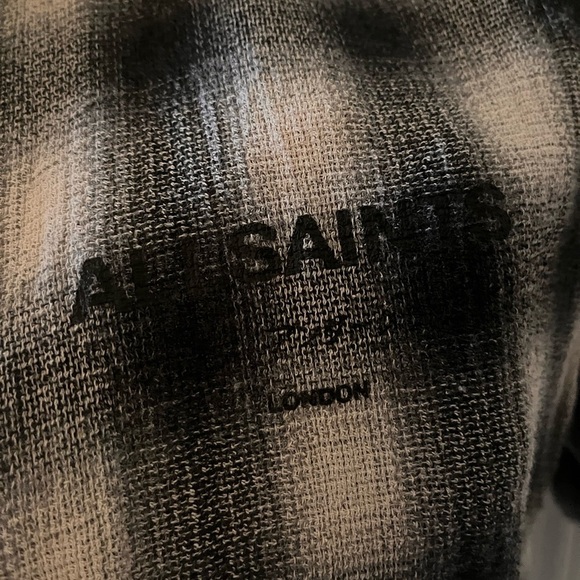 Mens All Saints Underground Relaxed Check Logo Shirt Small - Picture 8 of 11